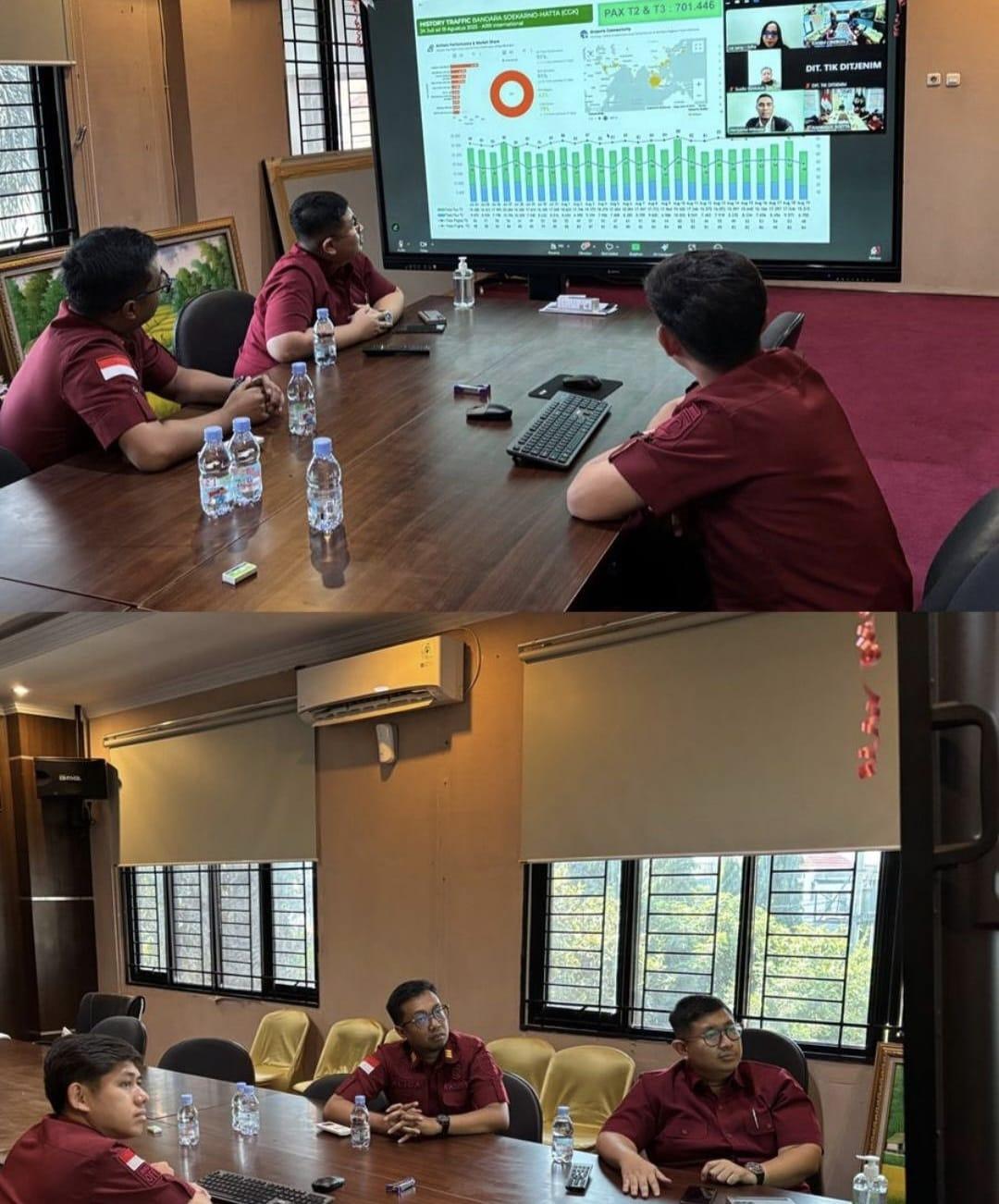 Rapat koordinasi teknis evaluasi implementasi All Indonesia persiapan mandatory dan dilaksanakan pada hari kamis tanggal 21 Agustus 2025 melalui zoom meeting Kegiatan rapat dimoderatori Oleh Dr Liz Leny Merry, M/H, MM Selaku Asisten Deputi Bidang Sarana Prasarana dan Konektivitas Rapat dihadiri oleh Kementerian Koordinator Infrastruktur dan Pembangunan Kewilayahan, kementerian Imigrasi dan Pemasyarakatan (Direktorat Jenderal Imigrasi), Kementerian Keuangan Direktorat Jenderal Bea dan Cukai), Kementerian Kesehatan, Badan Karantina Indonesia, Kementerian Perhubungan, Kementerian Komunikasi dan Digital Kementerian Pariwisata, InJourney Airport, PT. Angkasa Pura Internasional dapat mempersiapkan untuk ujicoba yang akan dimulai pada tanggal 26 Agustus 2025