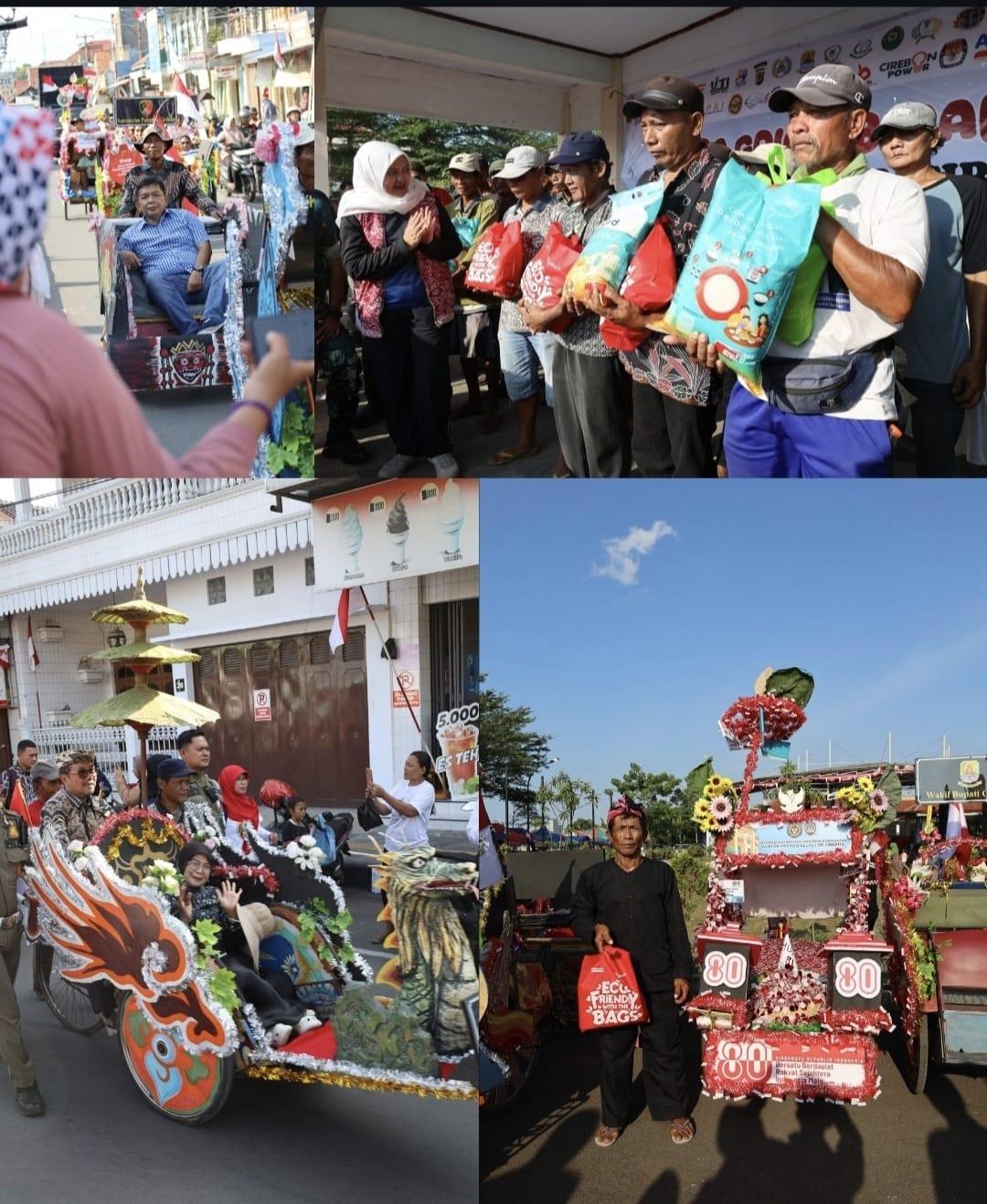 Forkopimda Cirebon Meriahkan HUT RI ke-80 Lewat Lomba Gowes Becak Hias